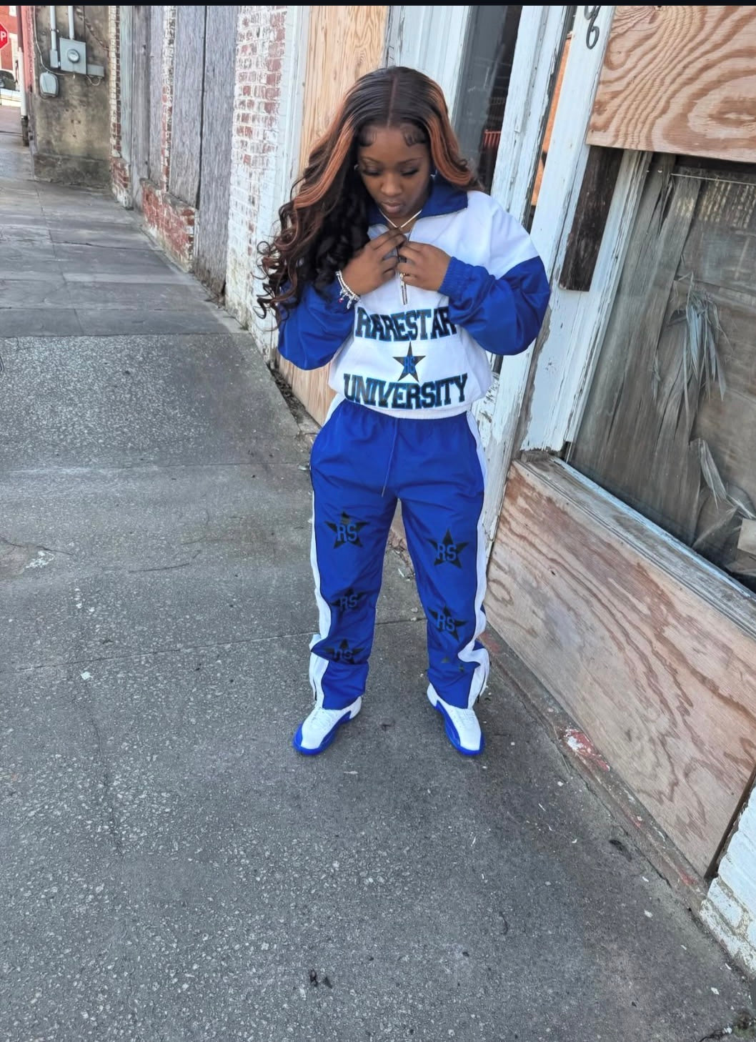 Blue windbreaker set