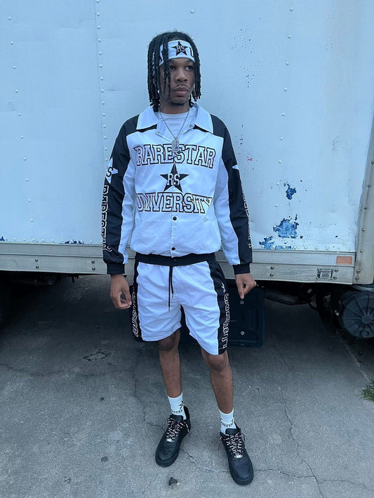 White short windbreaker suit